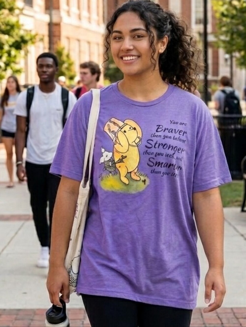 NWOT XL Winnie Pooh Bear Inspirational Unisex Mens Light Purple Heather Tee